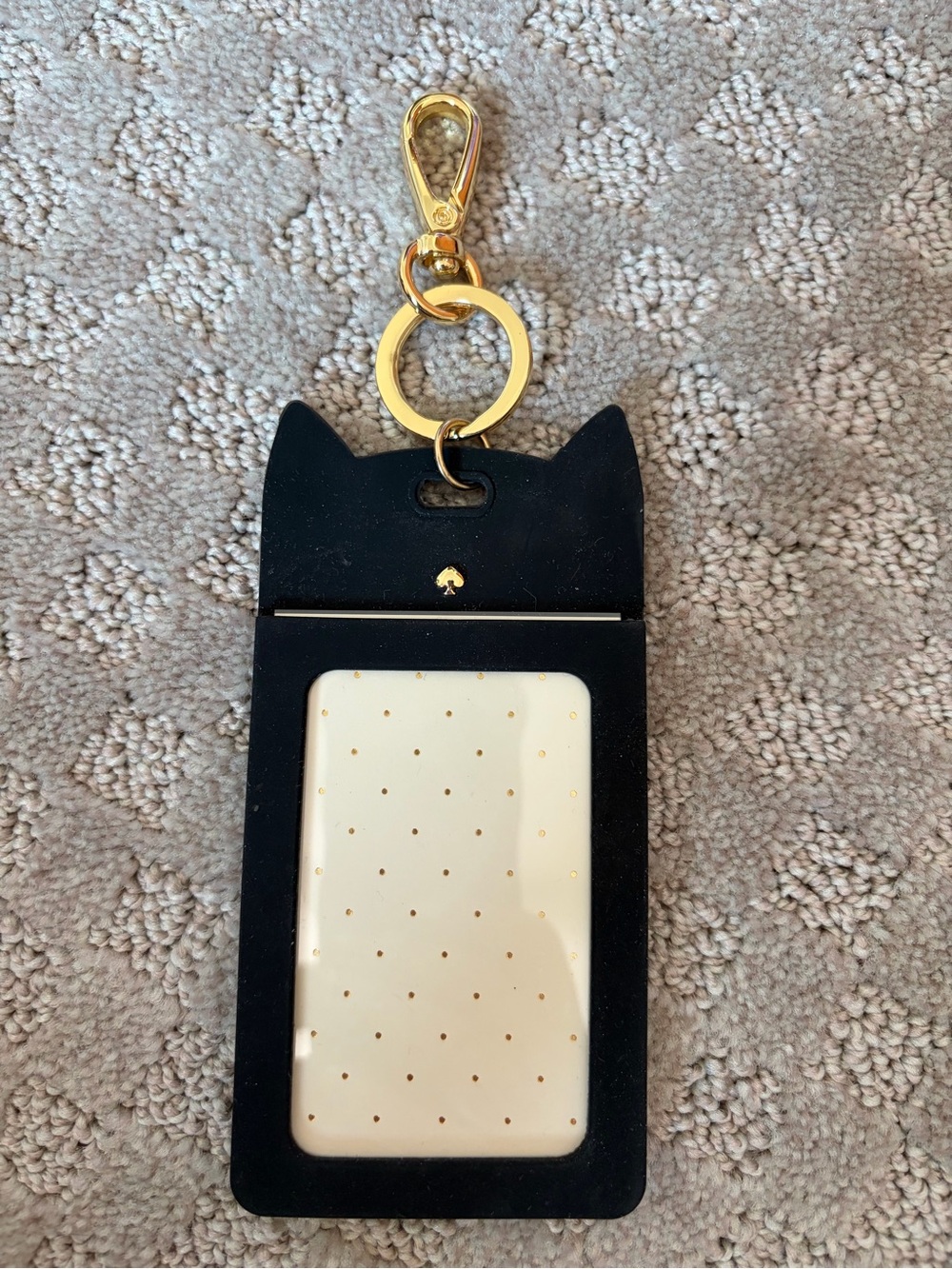 kate spade Black Cat Silicone Card Holder with Gold Hardware